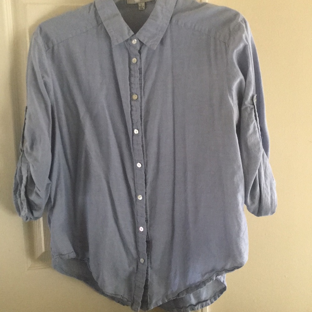 Cute Periwinkle Button-Up Blouse